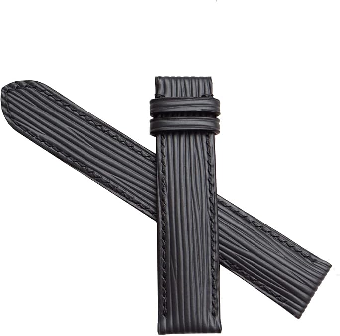 Premium Quality Black Epi leather watch band, Handmade Calf leather watch strap