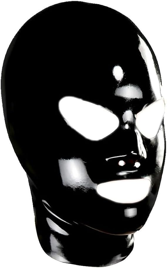 EXLATEX Unisex Latex Mask With Shaped Eyes Nose and Mouth Rubber Hoods