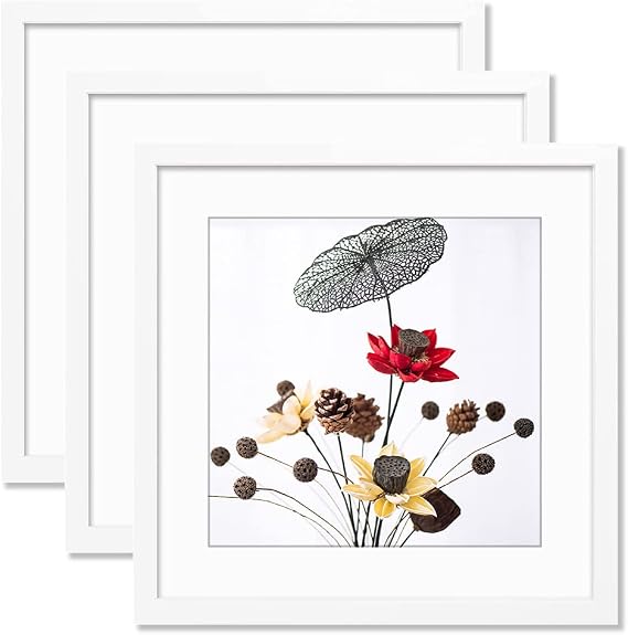 THREELOVE White 18x18 Frame with 14x14 Mat Opening Picture Frame -3 PCS