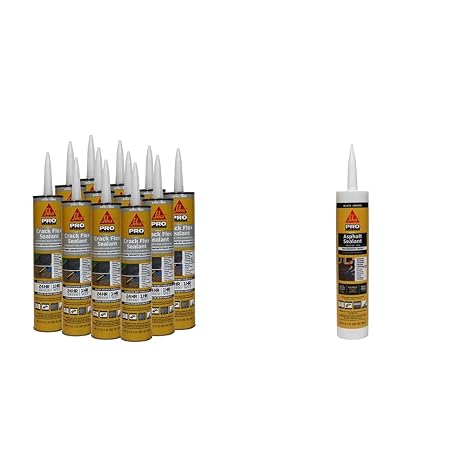 Sika 12-Pack Gray Self-Leveling Driveway Crack Sealant and Black Asphalt Driveway Crack Filler - 9 fl. Oz
