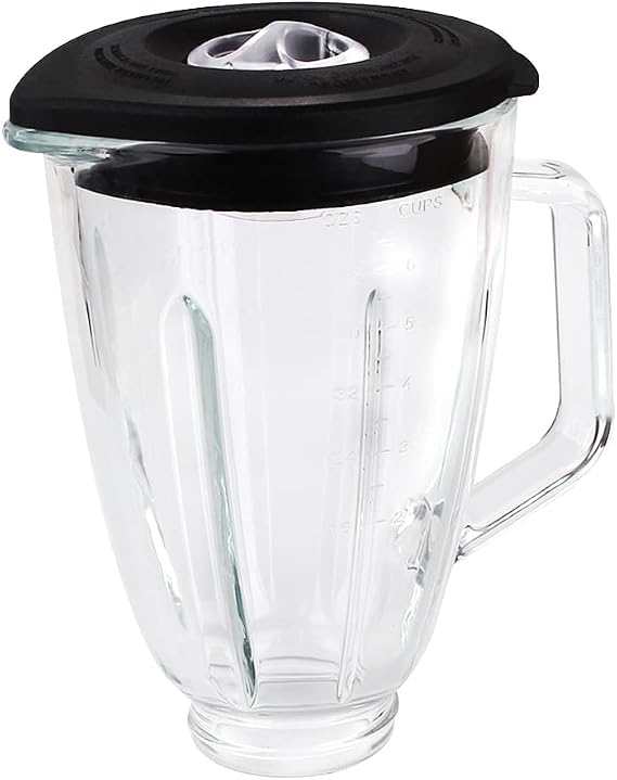 Anbige Replacement parts Round Glass Jar with lid, Compatible with Hamilton Beach Blenders (6 cup)