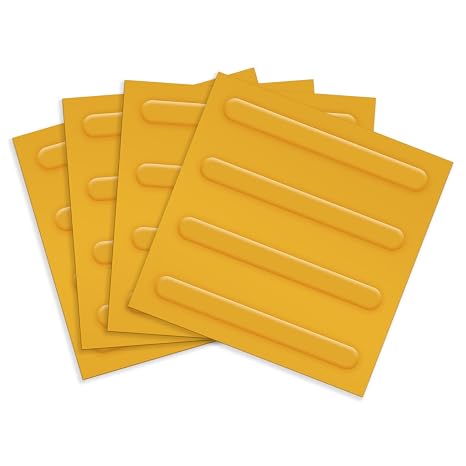 4pcs Replace of Blind Tile Tactile Pavement Tile Square PVC Pavement Planks, Walkways Bricks for the Blind (Yellow Stripes)