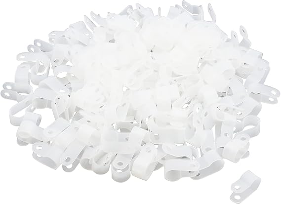Antrader R-Type Cable Clamp 1/4 Inch White Nylon Cable Organizer Clips