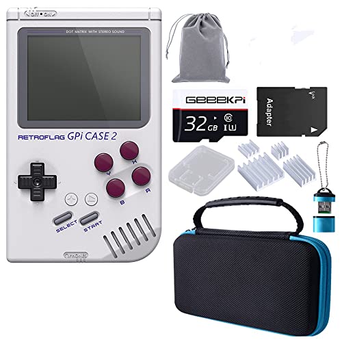 Retroflag GPi CASE 2 with Carrying Bag,32GB Card,Heatsinks for Raspberry Pi CM4, with 3.0 LCD and 4000mAh Li-on Rechargeable Battery
