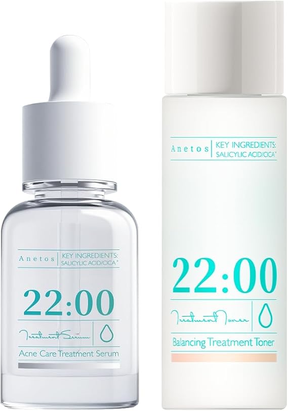 22:00 Anetos Pack of 2 - 15ml Serum + 50ml Toner / Moisturizing, Rough Skin & Pore Pores, Portable