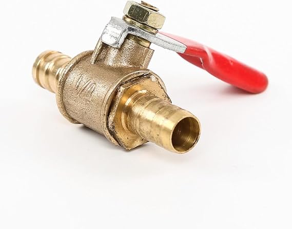 1Pcs Brass Double Head Valve With Red Handle Direct Intubation Ball valve Thread Connector Pipe Fitting Coupler Adapter,48mmX47.6mmX12mm 1Pc