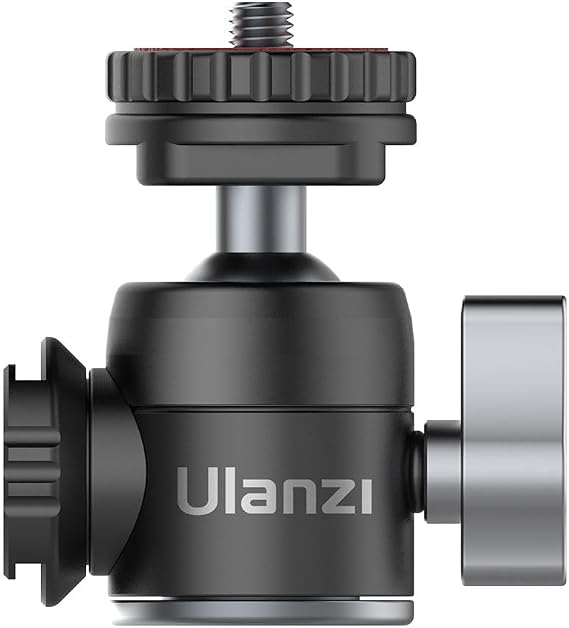 Ulanzi 2046 U-60 Mini Ball Head Dual Cold Shoe Mount/Camera Tripod for Smartphone SLR Free Head 360 Degree Rotation Panoramic Shooting