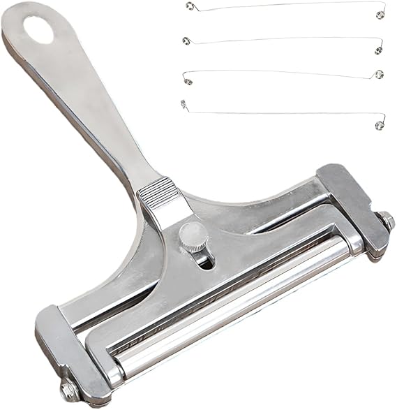 Cheese Slicer, Adjustable Hand Held Cheese Cutter Stainless Steel Cheese Slicer for Mozzarella, Cheddar, Gruyere