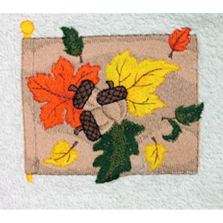 Bath Towel Set with Embroidered Autumn Flag