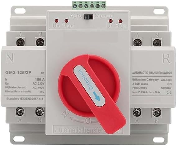 Double power automatic transfer switch ATS Automatic Transfer Switch CBlevel 2P 4P 63A 100A 220V 50/60Hz Dual Power Manual Changeover Switch Miniature Circuit Breaker(220V 4P,100A)