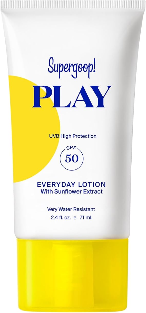 Supergoop! PLAY Everyday Lotion SPF 50 - Broad Spectrum Body & Face Sunscreen - Great for Active Days - Fast Absorbing, Very Water-Resistant - 2.4 fl oz