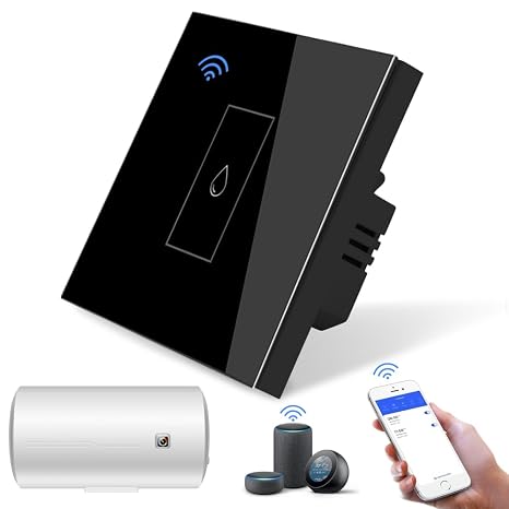 Smart Immersion Heater Timer, 40A 8000W WiFi Smart Switch, Touch Boiler Control Works With Amazon Alexa & Google Assistant (Black)