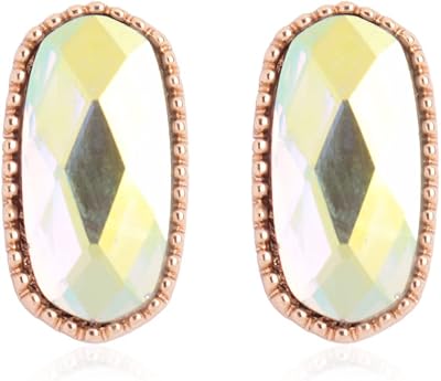 Faceted Jewel Geometric Drop Earrings - Sparkly Acrylic Crystal Statement Dangles Opalescent Oval, Hexagon, Leopard Clover, Leaf Teardrop