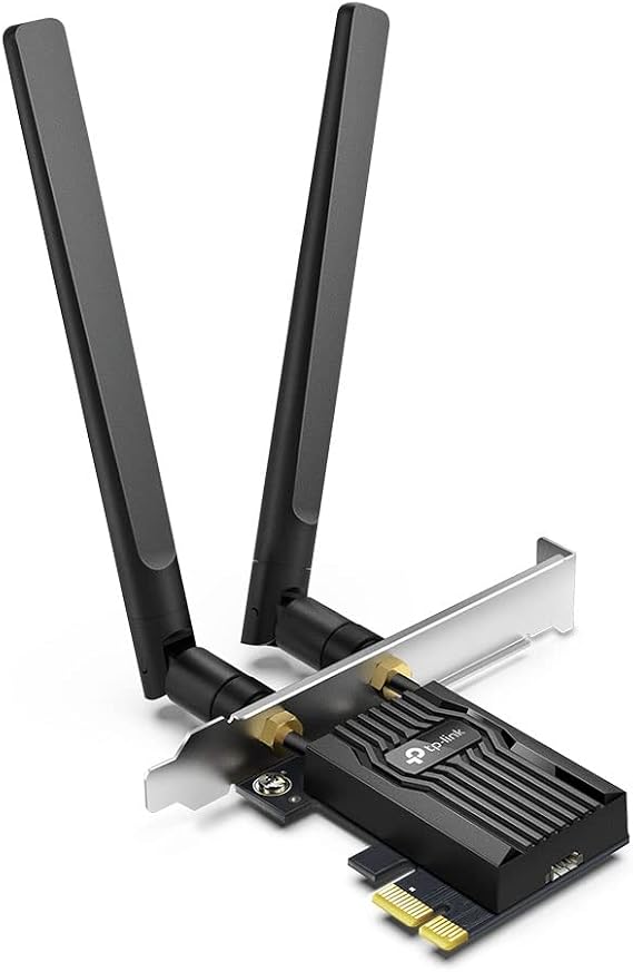 TP-Link Archer TX55E, AX3000 Mbps, İki Anten, Özel Soğutucu, 1024-QAM, Ultra Düşük Gecikme, Intel Wi-Fi 6 Yonga Seti, Windows 10/11'i Destekler, İkisi Bir Arada Wi-Fi 6&Bluetooth 5.3 PCIe Ağ Kart