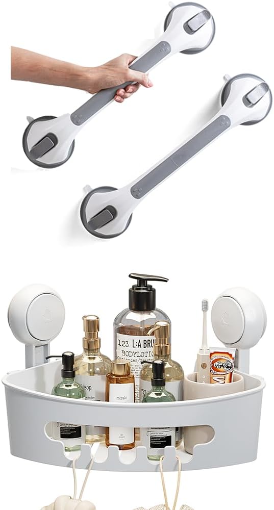 LEVERLOC Shower Grab Bars & Corner Shower Caddy