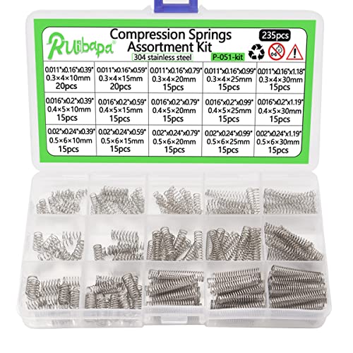 235PCS Compression Springs Assortment Kit 304 Stainless Steel with 15 Different Sizes for Home Repairs