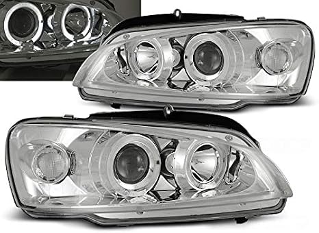 Headlights Compatible with Peugeot 106 1996 1997 1998 1999 2000 2001 2002 2003 RS-1483 Driver And Passenger Side Complete Set Headlight Front Lights Car Lamps Headlamp Headlamps Angel Eyes Chrome