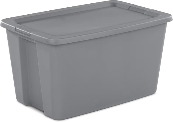 Extra Large Storage Bin, Container with Snap-On Lid, 30 Gallon Plastic Storage, Gray