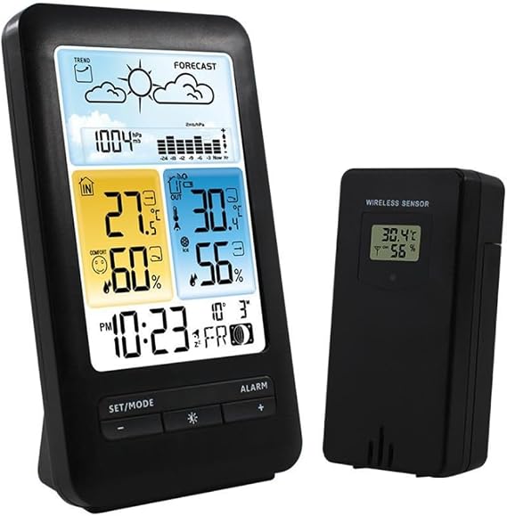 Wireless Digital Display Weather Station Thermometer, Temperature and Humidity Alarm Clock, Weather Forecast Sensor