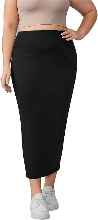 BEAUDRM Women's Plus Size Pencil Skirts High Waisted Bodycon Skirt | Long, Elastic Waist, Leopard Print, Office Wear