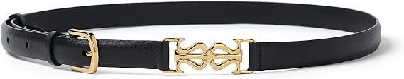 LilySilk Womens Clasp Leather Skinny Belt for Dresses Pants & Jeans, Adjustable & Stretchable Waistband with Metal Buckle