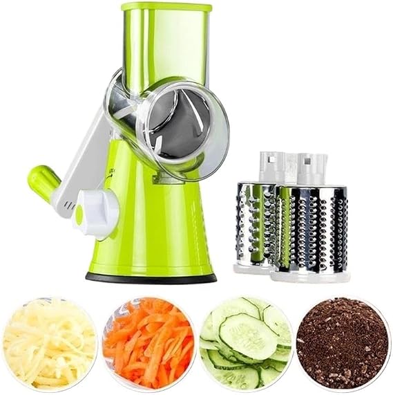 Manual rotary kitchen slicer multifunctional round mandolin potato cheese tool(Multi-colored)