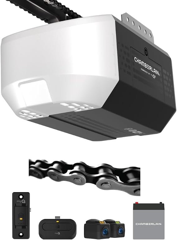 Chamberlain 1/2 HP Chain Drive Smart Garage Door Opener with Battery Backup, 1-Bulb Lighting, and myQ Connectivity