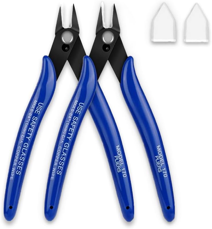 Side Wire Cutters, Flush Cutters Precision Spring-Loaded Side Cutter, Heavy Duty Diagonal Cutting Pliers in CRV Steel for Electrical, Home DIY, Jewelry Crafts Cutting (#1 blue2)