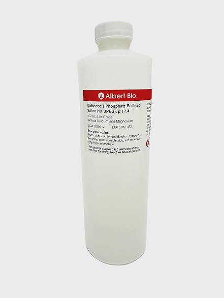Dulbecco's Phosphate Buffered Saline (1X DPBS), Without Calcium and Magnesium, pH 7.4, 500 mL, Lab Grade
