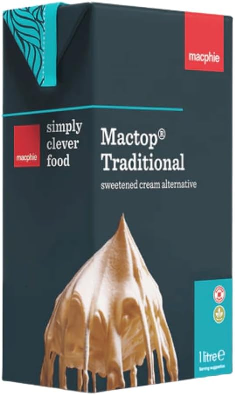 Mactop Traditional 1L - Sweetened Cream Alternative - Whipping Cream for Cakes & Desserts - High Whip Volume - For Piping and Filling