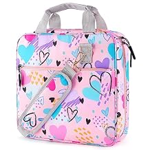 FIODAY Zipper Binder, 2 inch 3 Ring Binder with Zipper Cute Binder with Handle and Shoulder Strap Multiple Pocket 500 Sheet Capacity Binder Organizer for School, Pink