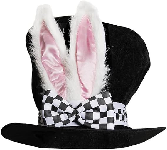 Easter Bunny Ear Top Hat White Rabbit Black Costume Plush Hat for Halloween Party Costumes