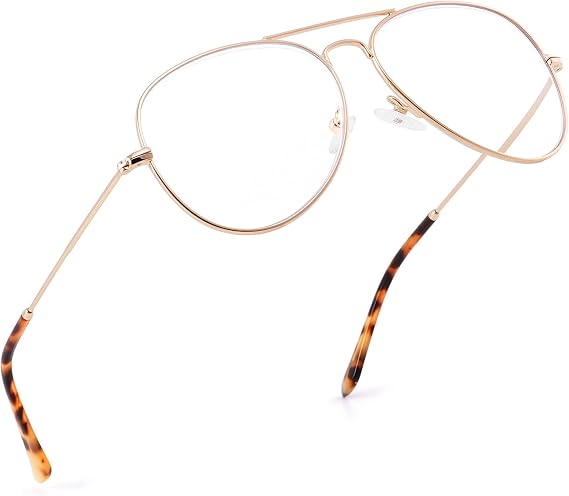 XXL Aviator Blue Light Blocking Glasses for Women Men Readers | Oversized Frame, Classic Double Bridge, Eyeglasses with Clear Vision