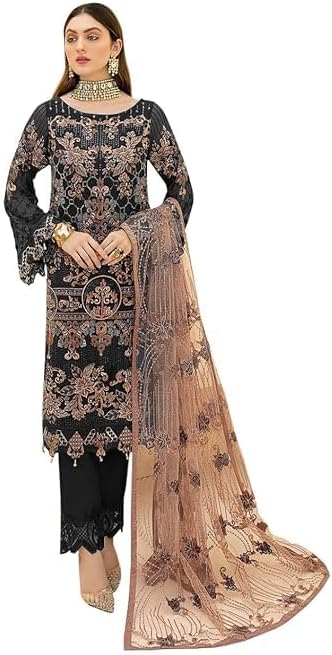 Indian Pakistani Ready to Wear Dresses for Women Straight Style Embroidered Salwar Kameez Suit