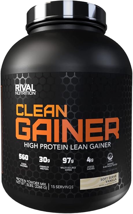 RIVAL NUTRITION Clean Gainer Protein Powder (Soft Serve Vanilla, 5 lb)