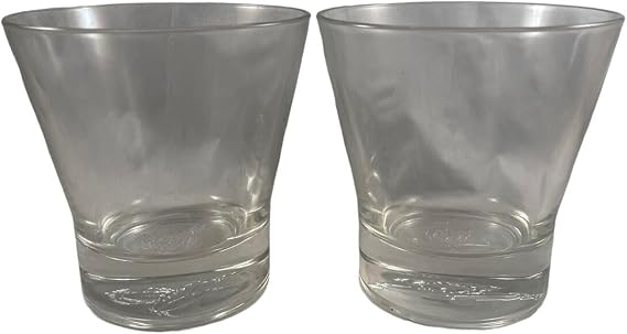 Crown Royal Beveled Side Rocks Glass - Crown & Pillow Embossed Bottom - Set of 2