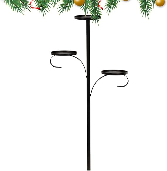 Black Triple Tree Topper,New Triple Tree Topper Candle Holder,Shelf for Christmas Tree,Candelabra Tree Topper for Christmas,Light Up Christmas Tree Decor,Unique Indoor Bedroom Kitchen Decor
