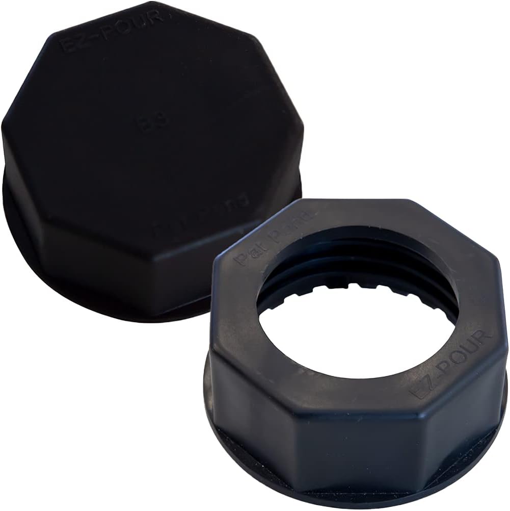 EZ-POUR Fine Threads Base Cap Kit, Spout Base Cap and Solid Block Off Cap Replacement Spout, Blitz, Gott,Rubbermaid Cans