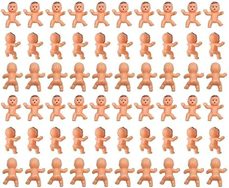 Golden Pearl 60pcs Mini Plastic Babies for Baby Shower, ice Cube Game, Party Decorations, Baby Toys