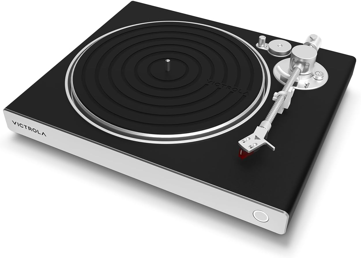 Victrola Hi-Res Black Turntable - aptX Adaptive, aptX HD, Bluetooth Streaming, Wired RCA Output, Aluminum Tonearm (Black)