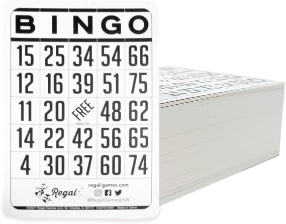 Regal Bingo Classic Bingo Sheets Only 6" x 4" - Reusable White Bingo Sheets for Family Game Night, Parties, Events & Bingo Halls - 200 Playing Sheets
