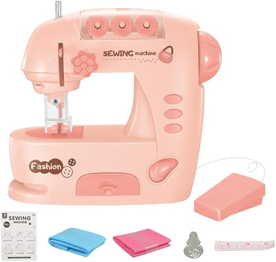 BtcFu Electric Sewing Machine for Kids, Toy Shape, Small and Portable Model with Light, Works in Dark Places, Perfect for DIY Crafts, Fabric Accessories, School Projects, Easy Operation, Beginners