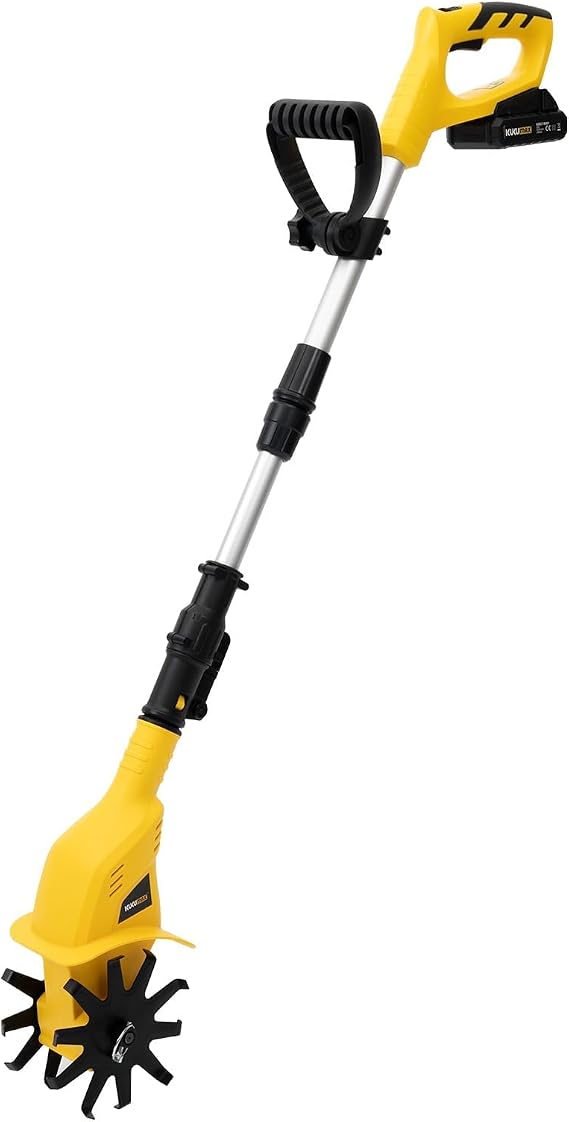Electric Tiller for Gardening 20-Volt Cordless Electric Garden Tiller Cultivator Battery Powered Garden Cultivator Hand Tiller (2AH Battery & Fast Charger Included)