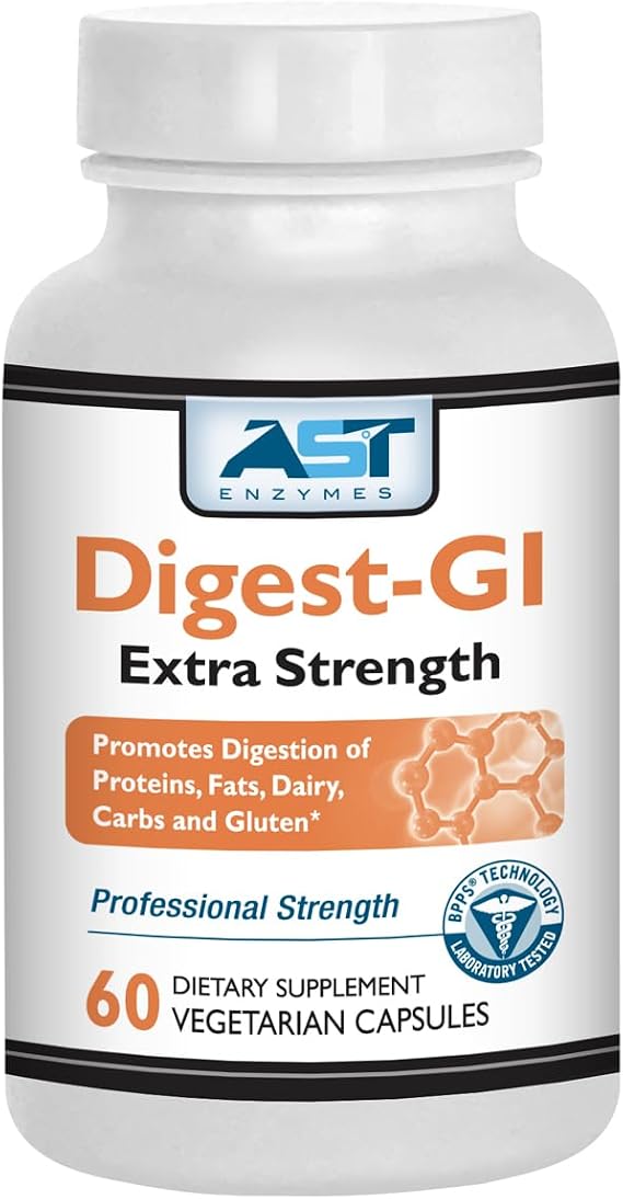 Digest-GI Extra Strength Digestive Enzymes Supports Breakdown of Proteins, Fats, Carbohydrates, and Gluten 60 Capsules