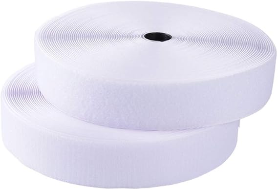 Sew on Hook and Loop Tape 3/4 Inch Width, Non-Adhesive Sticky Back, Sewing Fastening Tape Nylon Fabric Fastener Interlocking Tape Sewing Fasteners for Sewing DIY Crafts (White, 16.4FT)