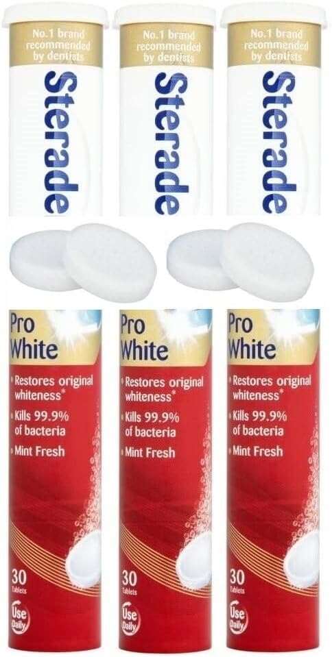 Denture Cleaning Tablets 30s - Bulk Bundle Daily Denture Cleaning Tablets (Pro White (Pack of 3 Total 90 Tablets))