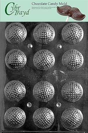 CybrTrayd Chocolate Candy Mold 3-D Golf Balls 12 Cavities 1-1/2 x 3/4 x 3/4 For Candy, Cookies, Chocolate, Soap & Plaster Includes Instructions