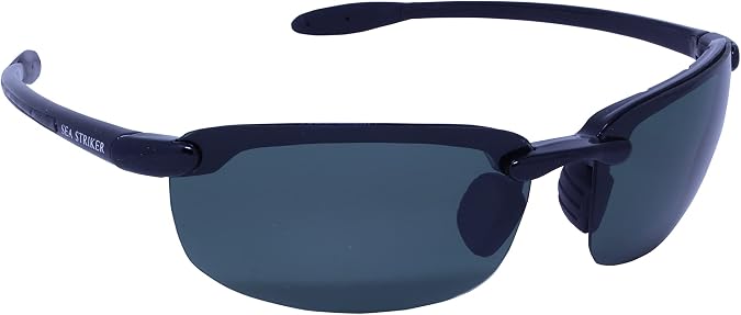 Sea Striker Sea Hawk 2.0 Polarized Sunglasses, Black Frame, Solid Grey