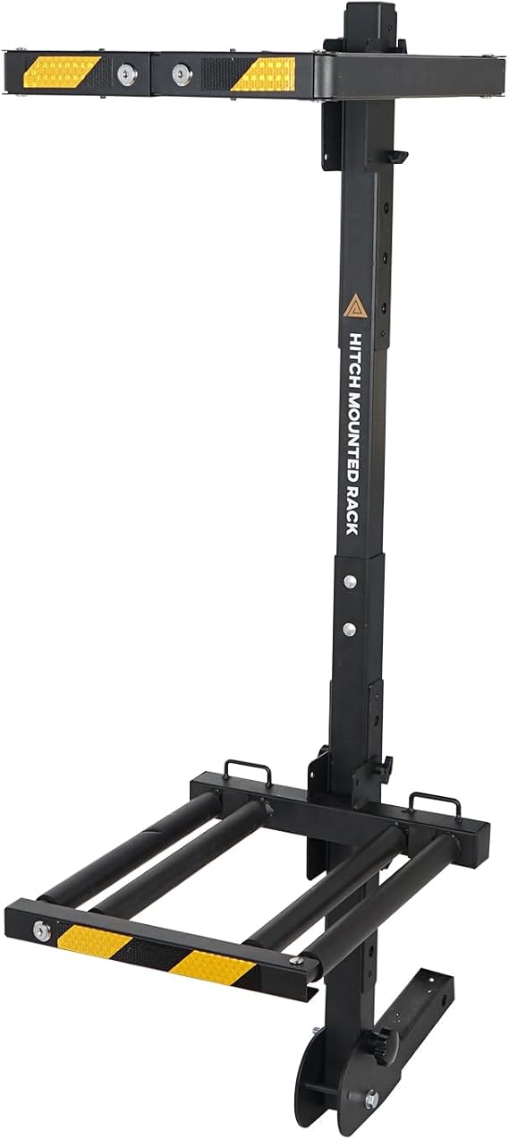 Foldable Hitch Mount Ski & Snowboard Rack with Security Lock, Trailer Hitch Ski Rack with Security Strap, Tilt Access, Carry Up to 6 Pairs of Skis or 4 Snowboards - Fits 2" Receivers