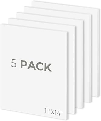 Mat Board Center, Pack of 5, 11X14 Foam Boards, Acid Free White Foam Core Boards for Mounting, Crafts, Display, Presentation and Projects, 18 Thick